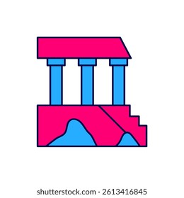Filled outline Parthenon from Athens, Acropolis, Greece icon isolated on white background. Greek ancient national landmark.  Vector