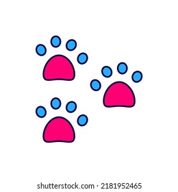 Filled outline Paw print icon isolated on white background. Dog or cat paw print. Animal track.  Vector