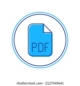 Filled outline PDF file document. Download pdf button icon isolated on white background. PDF file symbol.  Vector