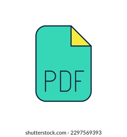 Filled outline PDF file document. Download pdf button icon isolated on white background. PDF file symbol.  Vector