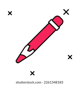 Filled outline Pencil with eraser icon isolated on white background. Drawing and educational tools. School office symbol.  Vector
