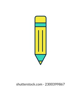 Filled outline Pencil with eraser icon isolated on white background. Drawing and educational tools. School office symbol.  Vector