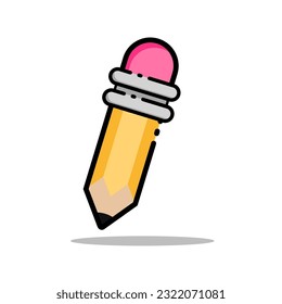 filled outline pencil vector icon flat design illustration isolated on white