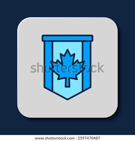 Filled outline Pennant flag of Canada icon isolated on blue background. North America country flag.  Vector
