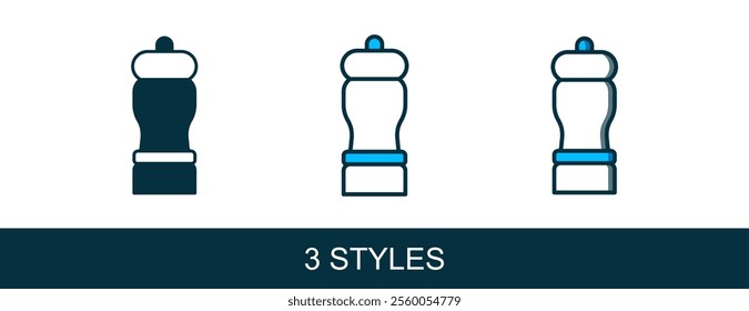 Filled outline Pepper icon isolated on white background. Cooking spices.  Vector