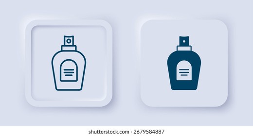 Gefüllt und Kontur Parfüm-Symbol einzeln auf grauem Hintergrund. Quadratischer Knopf. Vektorgrafik
