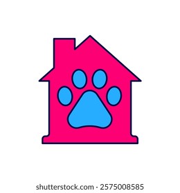 Filled outline Pet house icon isolated on white background.  Vector