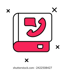 Umriss-Telefonbuch-Symbol einzeln auf weißem Hintergrund. Adressbuch. Telefonverzeichnis.  Vektorgrafik