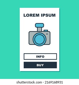 Filled outline Photo camera icon isolated on turquoise background. Foto camera. Digital photography.  Vector