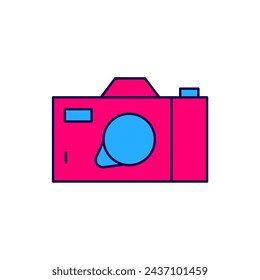 Filled outline Photo camera icon isolated on white background. Foto camera icon.  Vector