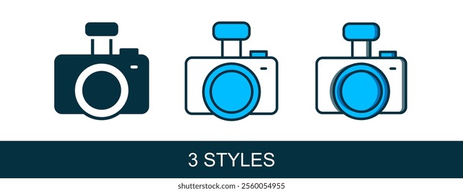 Filled outline Photo camera icon isolated on white background. Foto camera. Digital photography.  Vector