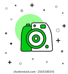 Filled outline Photo camera icon isolated on white background. Foto camera. Digital photography.  Vector