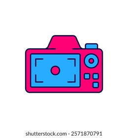 Filled outline Photo camera icon isolated on white background. Foto camera. Digital photography.  Vector