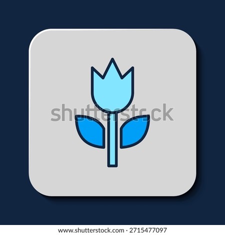 Filled outline Photo mode macro icon isolated on blue background.  Vector