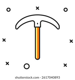 Filled outline Pickaxe icon isolated on white background. Flat filled outline style with shadow. Vector