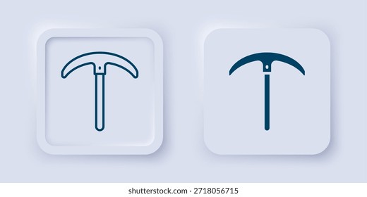 Relleno y contorno icono de pico aislado sobre fondo gris. Botón cuadrado. Vector