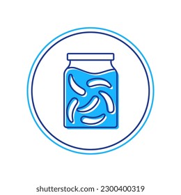 Filled outline Pickled cucumbers in a jar icon isolated on white background.  Vector
