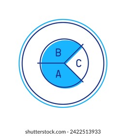 Icono de infografía de gráfico circular con contorno relleno aislado en fondo blanco. Signo de diagrama de diagrama.  Vector