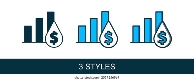 Filled outline Pie chart infographic and dollar symbol icon isolated on white background. Diagram chart sign.  Vector