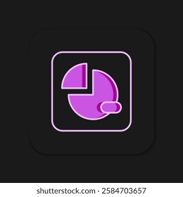 Filled outline Pie chart infographic icon isolated on black background. Diagram chart sign. Flat filled outline style with shadow. Vector