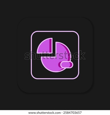 Filled outline Pie chart infographic icon isolated on black background. Diagram chart sign. Flat filled outline style with shadow. Vector