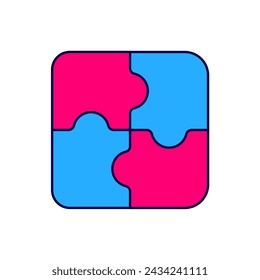 Filled outline Piece of puzzle icon isolated on white background. Business, marketing, finance, template, layout, infographics, internet concept.  Vector