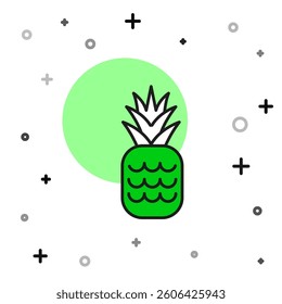 Filled outline Pineapple tropical fruit icon isolated on white background.  Vector