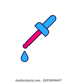 Filled outline Pipette icon isolated on white background. Element of medical, chemistry lab equipment. Medicine symbol.  Vector