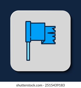 Filled outline Pirate flag icon isolated on blue background.  Vector