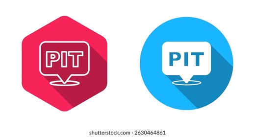 Filled and outline Pit stop icon isolated with long shadow background.  Vector