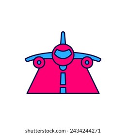 Filled outline Plane icon isolated on white background. Flying airplane icon. Airliner sign.  Vector