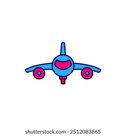 Icono de plano de contorno lleno aislado sobre fondo blanco. Icono de avión volador. Señal de avión.  Vector