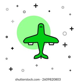 Filled outline Plane icon isolated on white background. Flying airplane icon. Airliner sign.  Vector