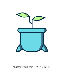 Filled outline Plant in pot icon isolated on white background. Plant growing in a pot. Potted plant sign. Flat filled outline style with shadow. Vector