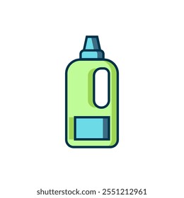 Filled outline Plastic bottle for laundry detergent, bleach, dishwashing liquid or another cleaning agent icon isolated on white background. Flat filled outline style with shadow. Vector