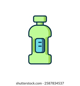 Filled outline Plastic bottle for laundry detergent, bleach, dishwashing liquid or another cleaning agent icon isolated on white background. Flat filled outline style with shadow. Vector