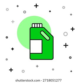 Filled outline Plastic bottle for laundry detergent, bleach, dishwashing liquid or another cleaning agent icon isolated on white background.  Vector