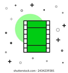 Filled outline Play Video icon isolated on white background. Film strip sign.  Vector