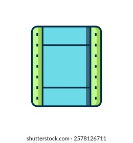 Filled outline Play video icon isolated on white background. Film strip sign. Flat filled outline style with shadow. Vector