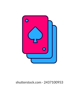 Filled outline Playing cards icon isolated on white background. Casino gambling.  Vector
