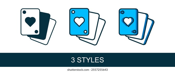 Filled outline Playing cards icon isolated on white background. Casino gambling.  Vector