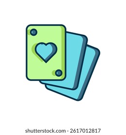 Filled outline Playing cards icon isolated on white background. Casino gambling. Flat filled outline style with shadow. Vector