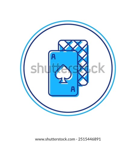 Filled outline Playing cards icon isolated on white background. Casino gambling.  Vector