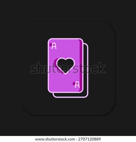 Filled outline Playing cards icon isolated on black background. Casino gambling. Flat filled outline style with shadow. Vector