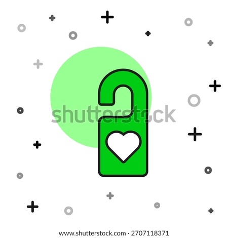 Filled outline Please do not disturb with heart icon isolated on white background. Hotel Door Hanger Tags.  Vector