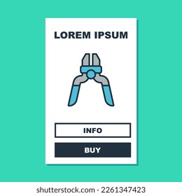 Filled outline Pliers tool icon isolated on turquoise background. Pliers work industry mechanical plumbing tool.  Vector
