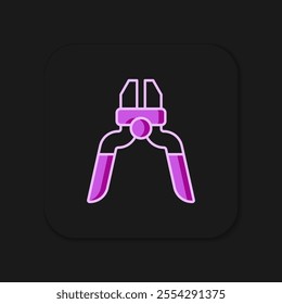 Filled outline Pliers tool icon isolated on black background. Pliers work industry mechanical plumbing tool. Flat filled outline style with shadow. Vector