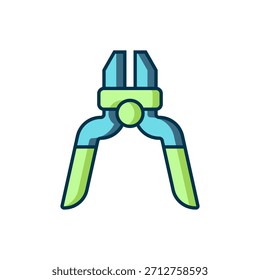 Symbol für ausgefüllte Umrisszange einzeln auf weißem Hintergrund. Zangen arbeiten Industrie mechanische Sanitärwerkzeug. Flach ausgefüllter Umrissstil mit Schatten. Vektorgrafik