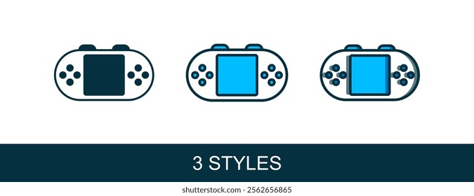 Filled outline Portable video game console icon isolated on white background. Handheld console gaming.  Vector