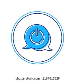 Icono del botón de encendido del contorno relleno aislado en fondo blanco. Iniciar el signo.  Vector